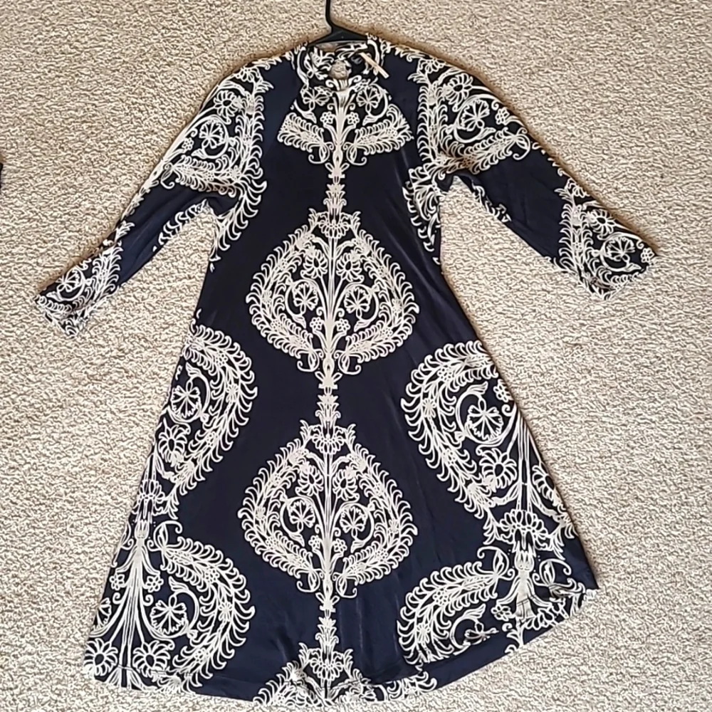 Free People Black & Taupe Medallion Mini Shift Dress Women’s XS